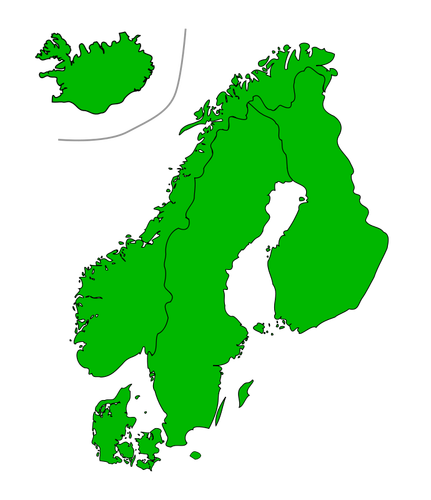 מפה של סקנדינביה וקטור